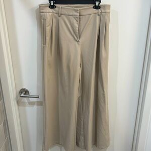 Saunders Wide Leg Faux Leather Khaki Pants